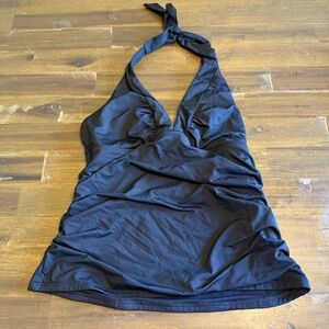 Athleta Black Cinched Halter Swim Top Tankini XS Bikini Swimsuit Triangle